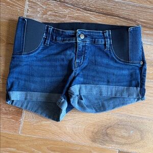 Dark Blue Denim Maternity Shorts
